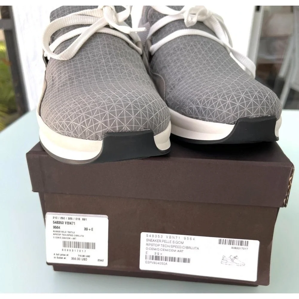 Bottega Veneta Gray Nylon & Leather‎ Men's Sneaker Shoe, Eur 39.5 (Model 548353)